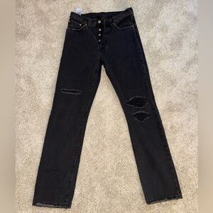 Levis 501 Distressed Black Faded straight jeans!
